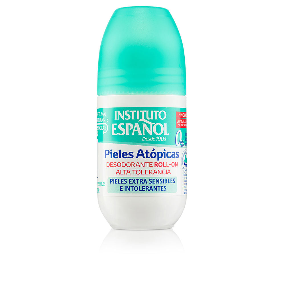 White roll‑on deodorant bottle for sensitive, atopic skin by Instituto Español