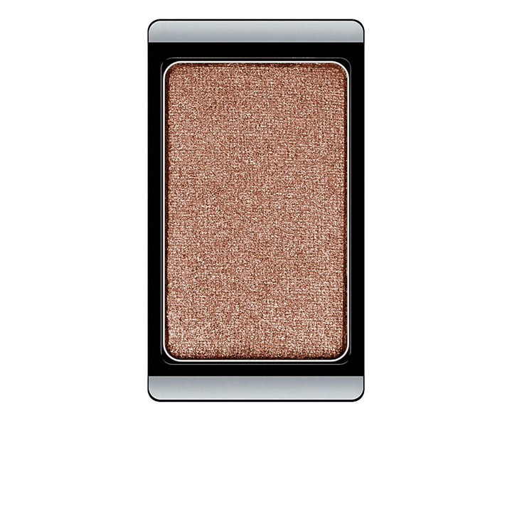 Compact pearl powder eyeshadow in warm chocolate shade, 0.8 g refillable pan
