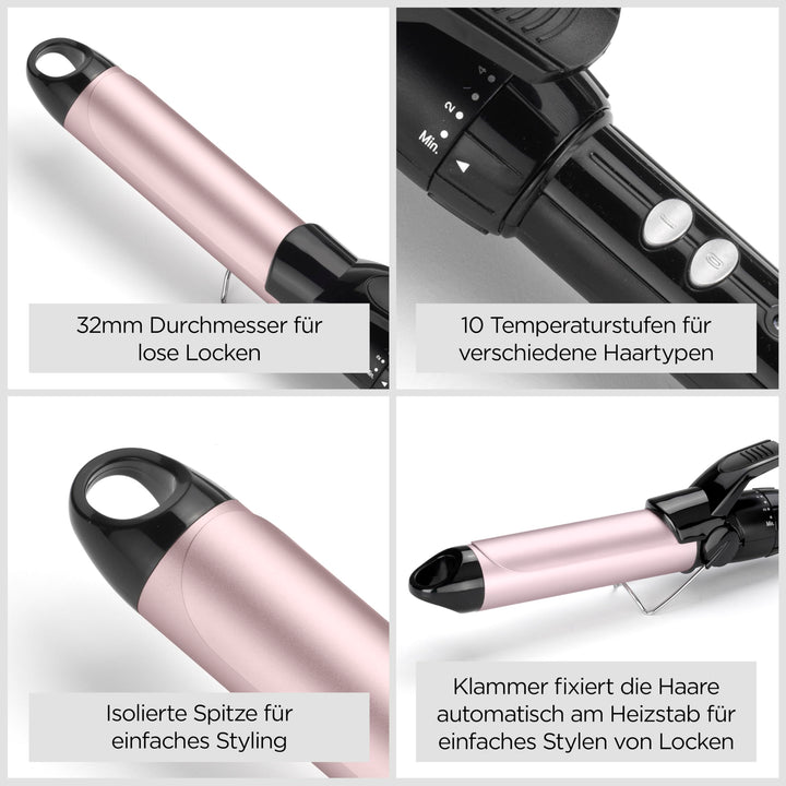 32 mm curling tong with Sublim Touch coating and swivel cord, white background