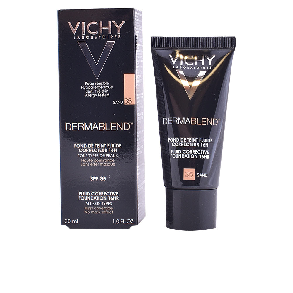 30 ml tube of full‑cover fluid corrective foundation in shade 35‑sand