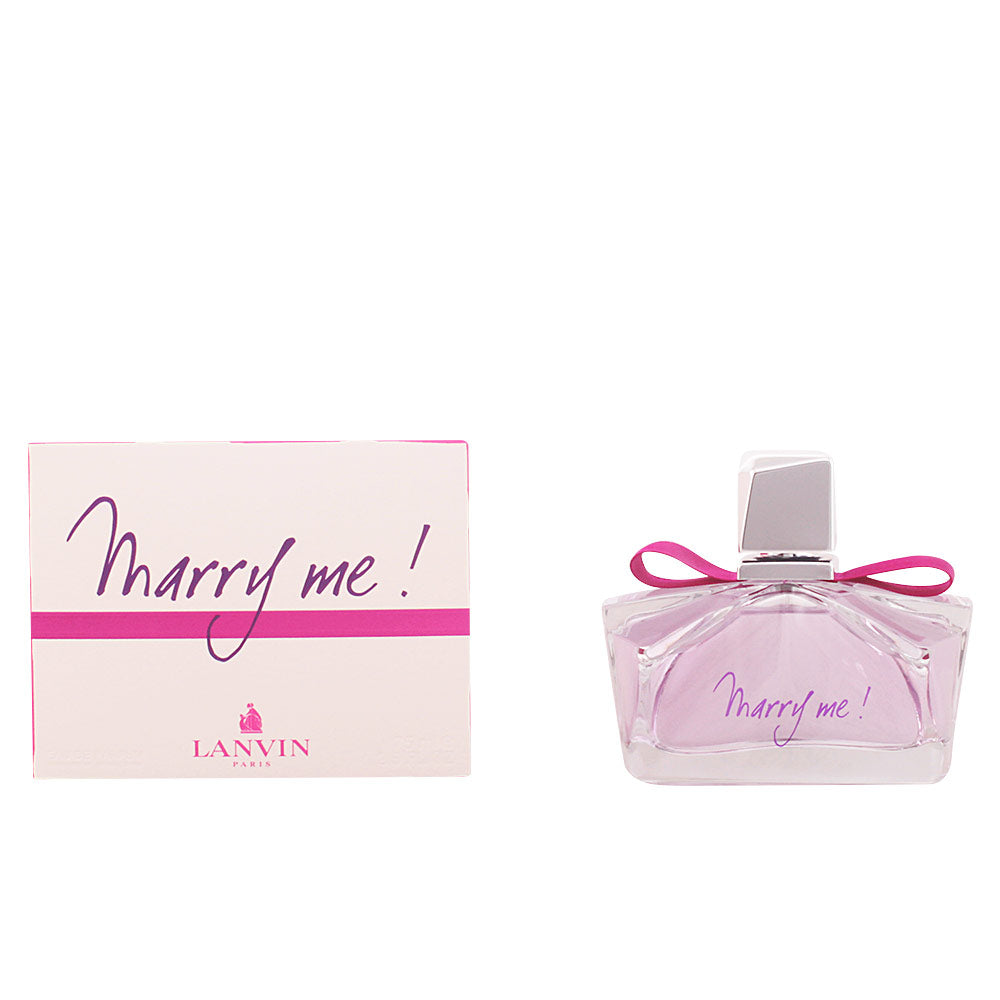 Clear-glass perfume bottle with pink liquid and ribbon, 75 ml, floral-fruity scent