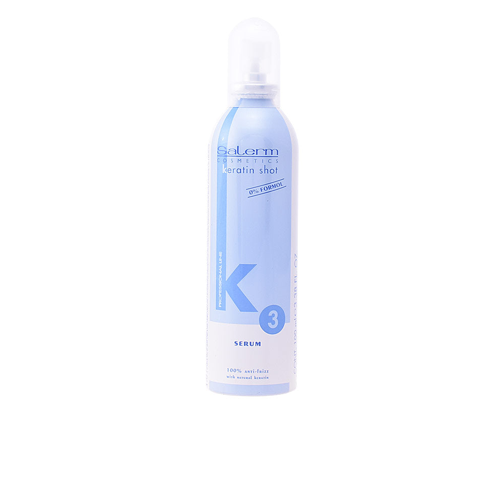 100 ml bottle of Keratin Shot anti‑frizz serum, lightweight clear oil