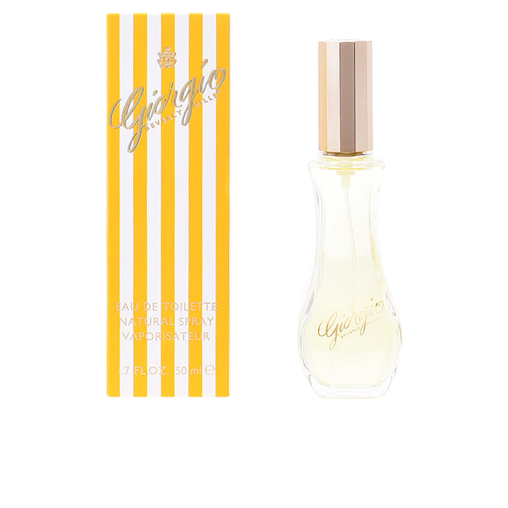 50 ml clear curved glass perfume bottle, pale amber liquid, gilt logo