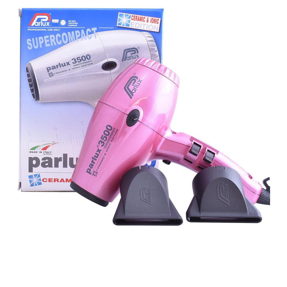 Compact pink Ionic & Ceramic hair dryer with two nozzles and long 3 m cable