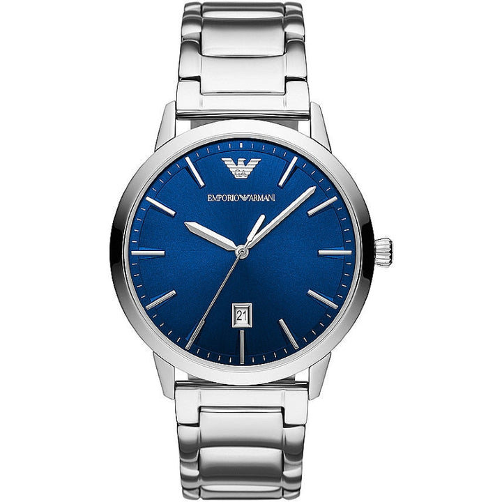 Emporio Armani Silver & Blue Analog Watch