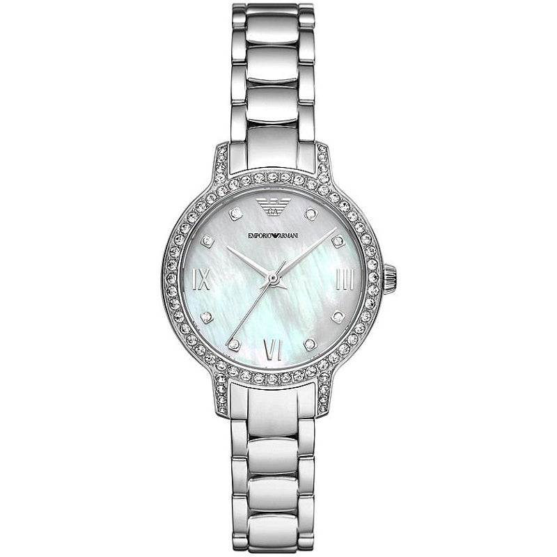 Emporio Armani Silver Crystal Analog Watch