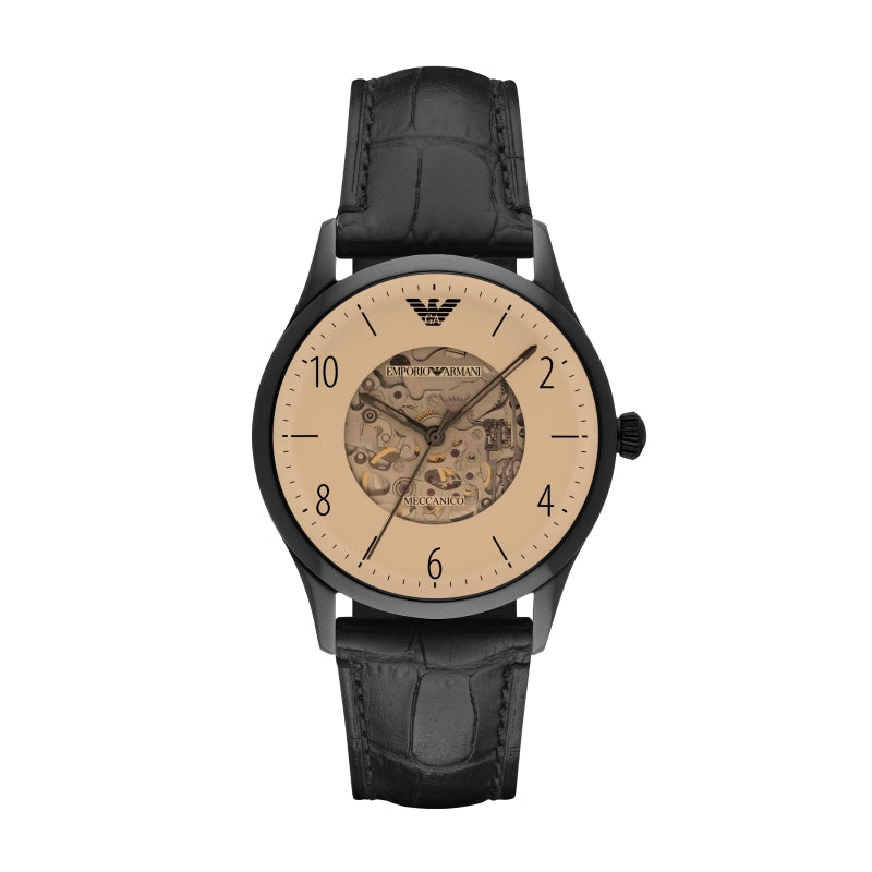 Emporio Armani Meccanico Skeleton Leather Watch