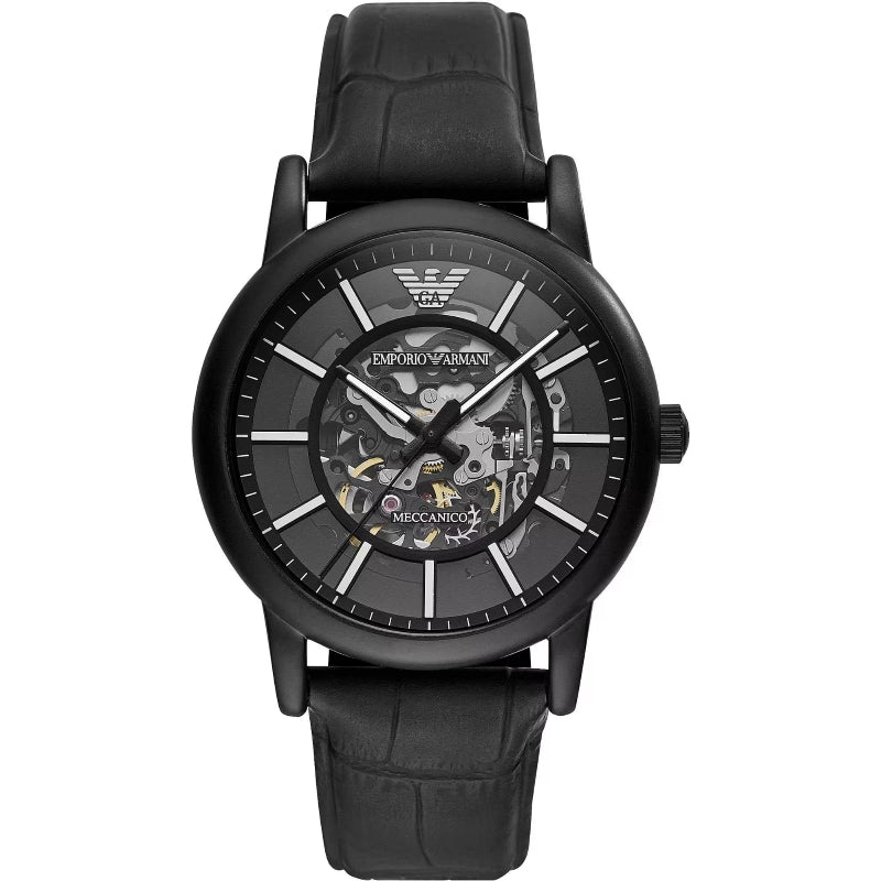 Emporio Armani Meccanico Skeleton Leather Watch