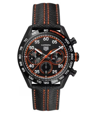 Carrera Chronograph with Black Dial and Orange Accents