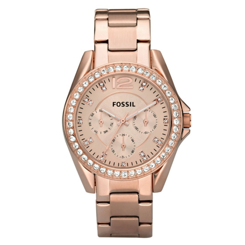 Fossil Rose Gold Crystal Chronograph Watch