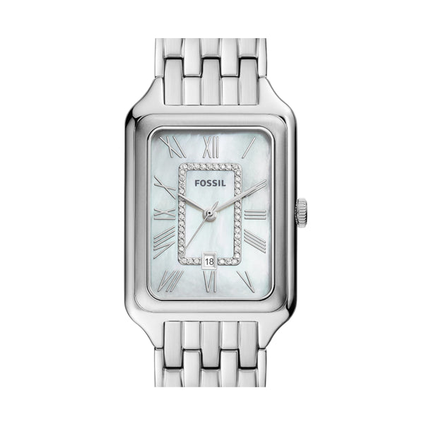 Fossil Silver Rectangular Crystal Watch