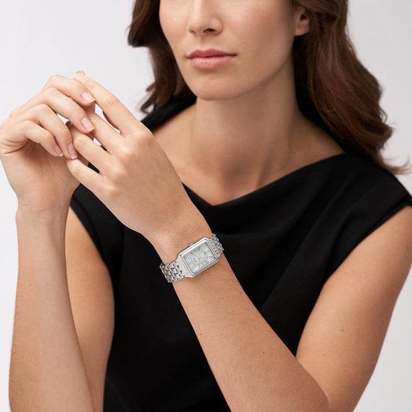 Fossil Silver Rectangular Crystal Watch
