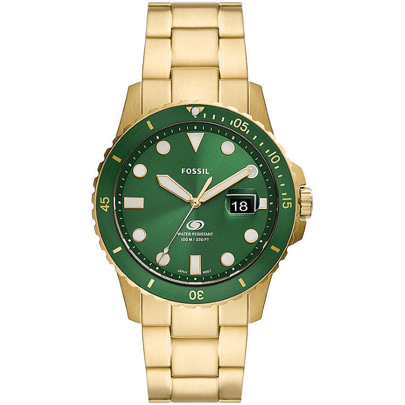 Fossil Diver's Watch in Gold & Green