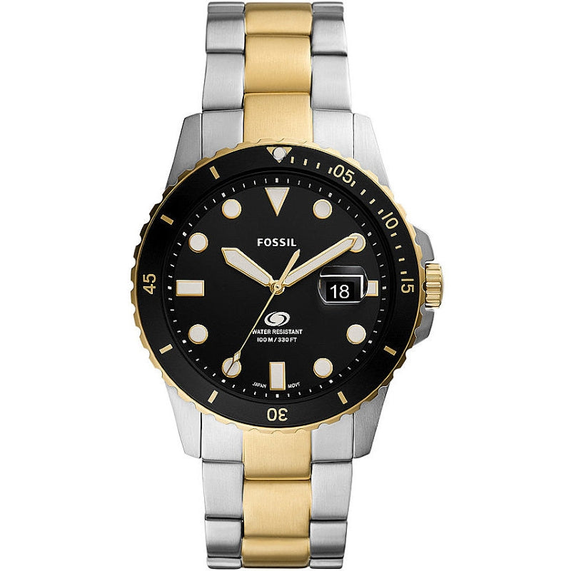 Fossil Two-Tone Diver Watch, Black Dial