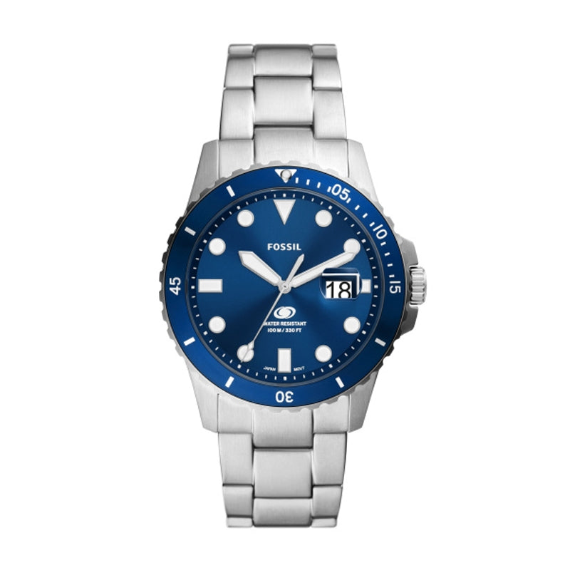 Fossil Diver's Watch in Silver & Blue
