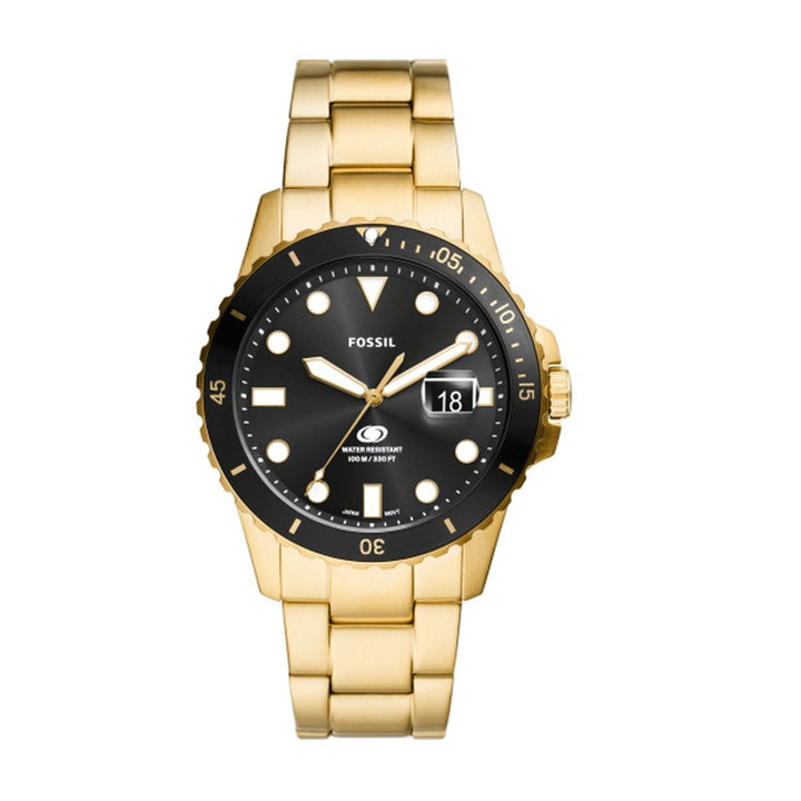 Fossil Gold-Tone Diver Watch, Black Dial