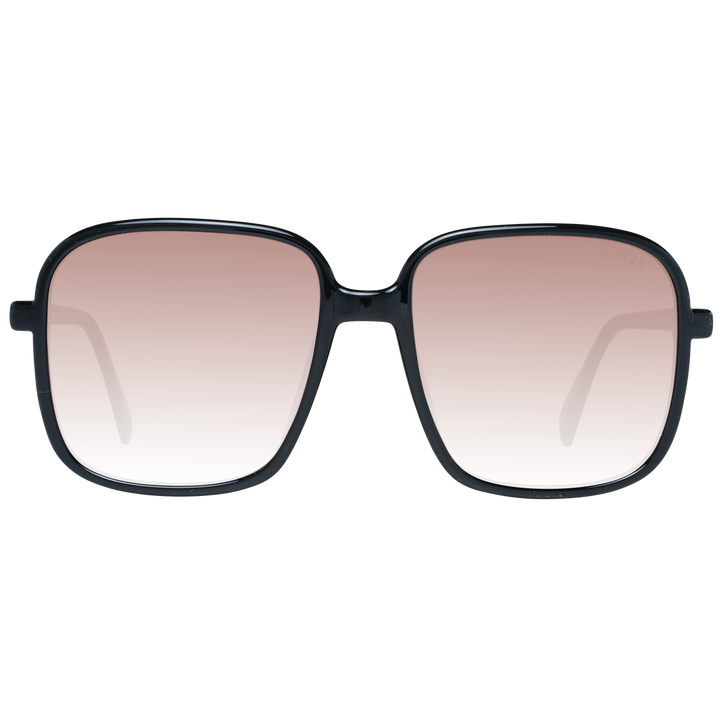 Black square sunglasses with brown gradient lenses, thin arms and gold &
