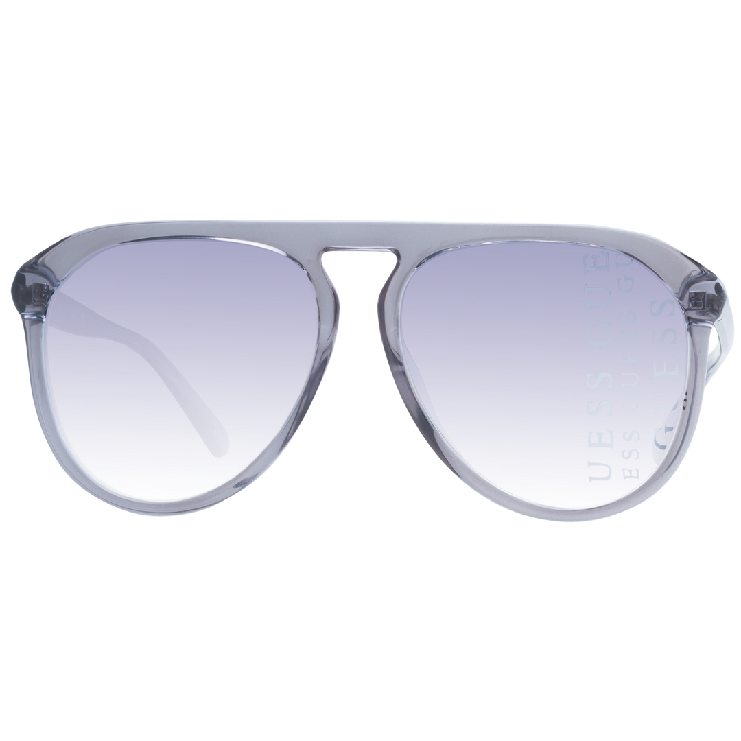 Transparent gray plastic aviator sunglasses with purple gradient lenses and double bridge, Unisex modern design