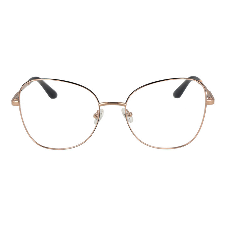 Rose gold thin metal eyeglasses for Women with black temple tips and adjustable nose pads