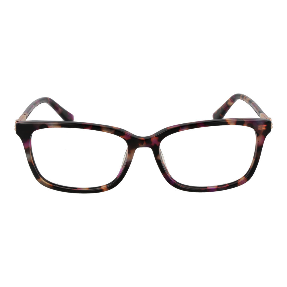 Tortoise shell rectangular eyeglasses for Women, brown black purple pattern, plastic frame, metal G hinge visible