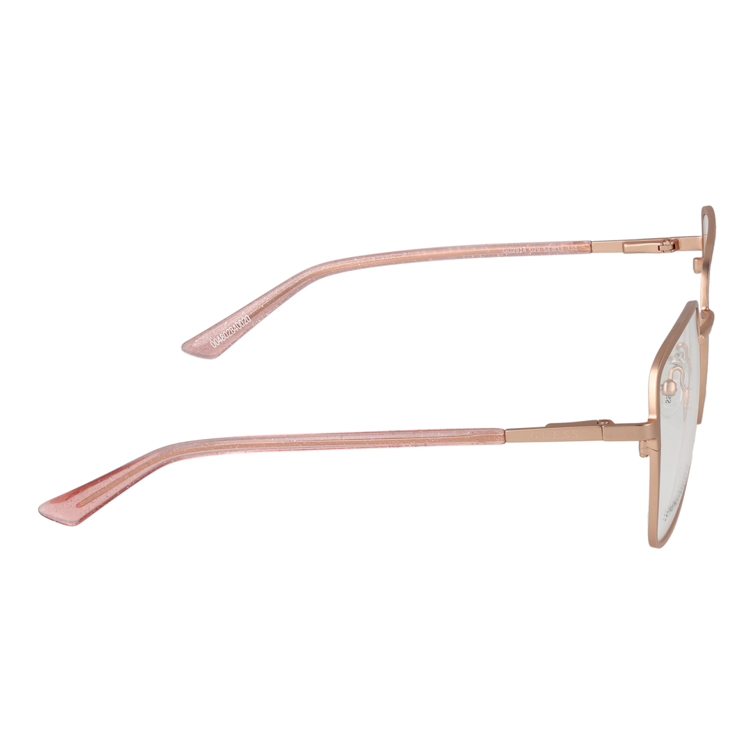 Rose gold thin metal square eyeglasses for Women with adjustable nose pads and slim temples