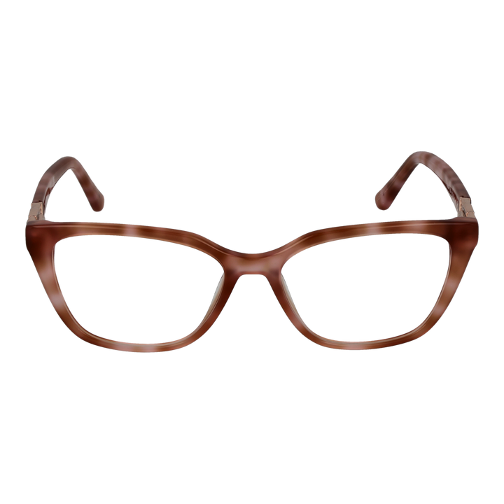 Brown full-rim rectangular eyeglasses with metal G-logo hinge and plastic frame for Women
