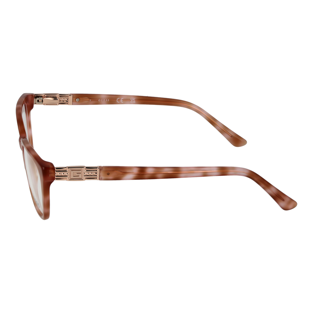 Brown full-rim rectangular eyeglasses with metal G-logo hinge and plastic frame for Women