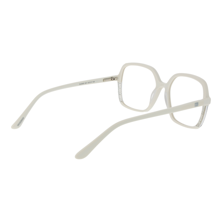 Off-white full-rim square eyeglasses for Women with clear lower edges and embedded speckles, modern plastic frame