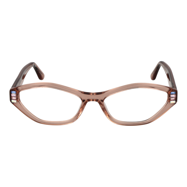 Brown plastic cat‑eye eyeglasses for Women with decorative colored stones on outer corners