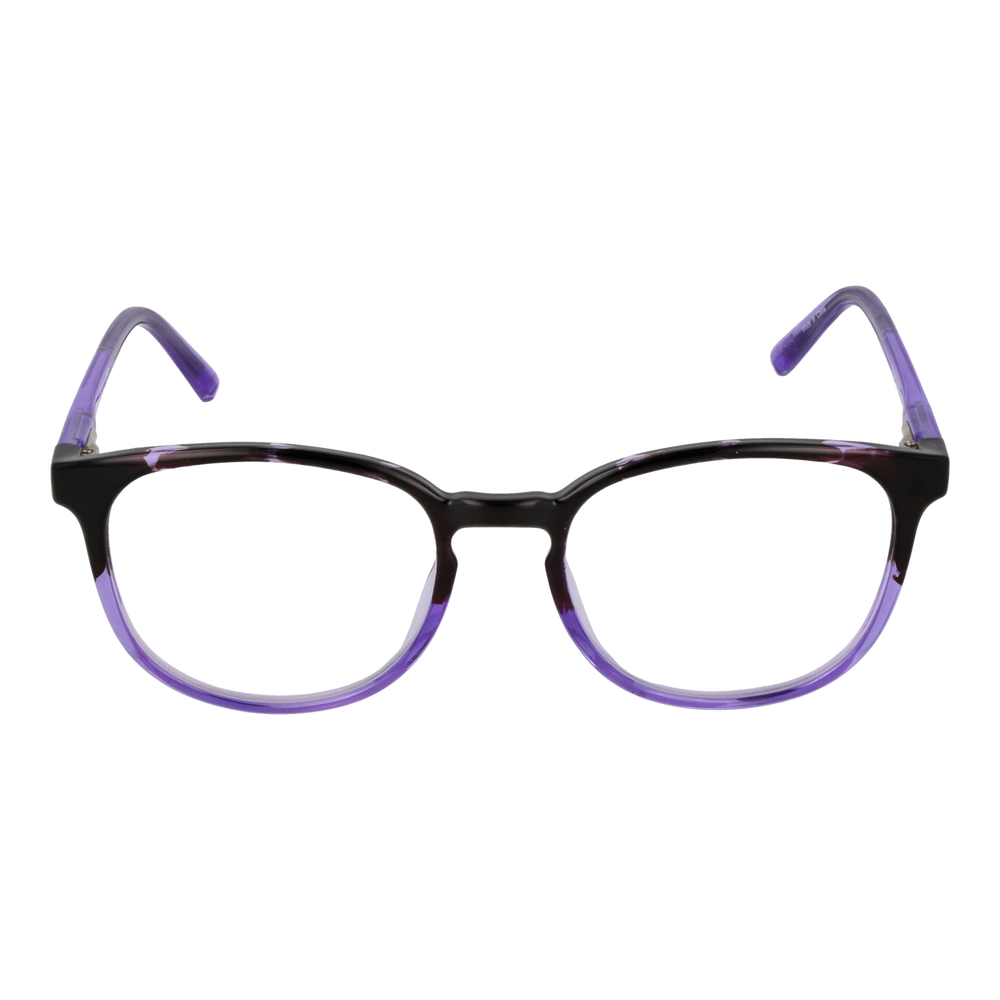 Guess eyeglasses for Women in black and purple full-rim plastic with rectangular lenses on neutral background