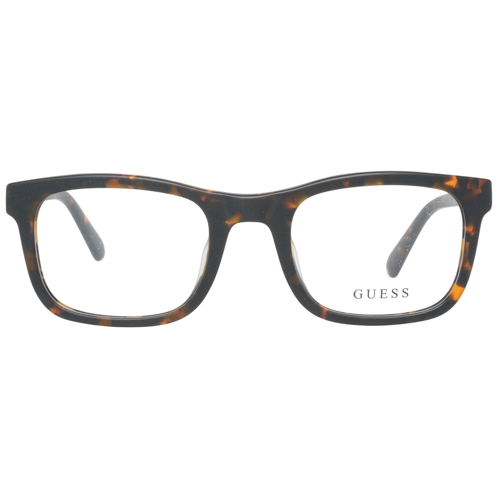 Unisex tortoiseshell full-rim rectangular eyeglasses in brown-black pattern with small metal temple detail