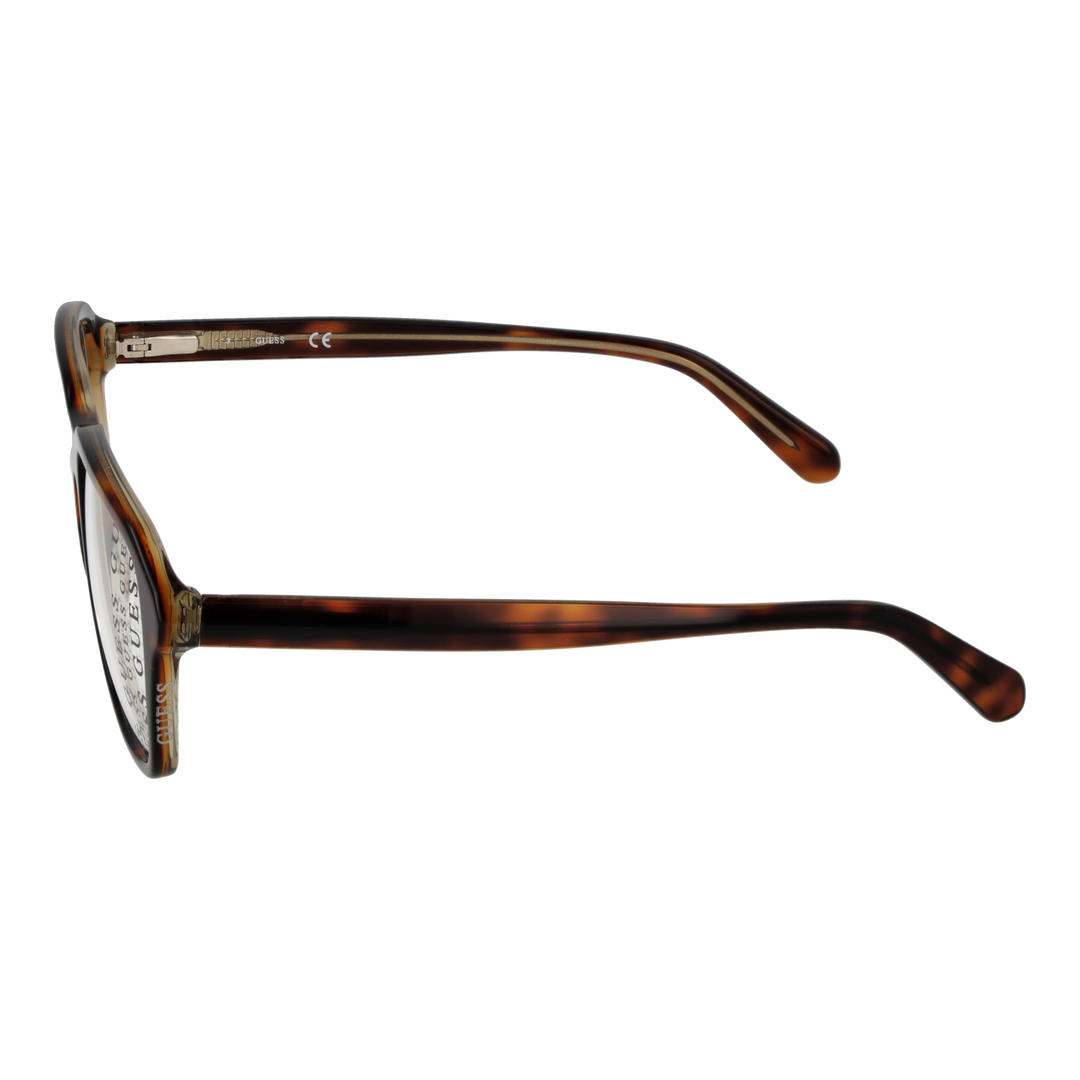 Unisex tortoiseshell rectangular full-rim eyeglasses in warm brown tones on neutral background, three-quarter view.