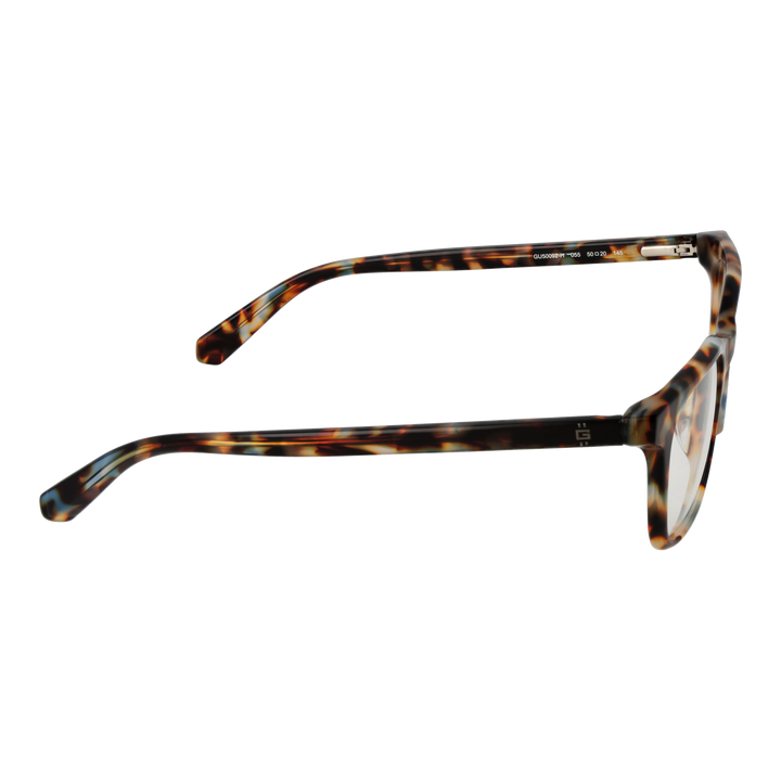 Unisex tortoiseshell rectangular full-rim eyeglasses in brown, black, and beige with curved temples