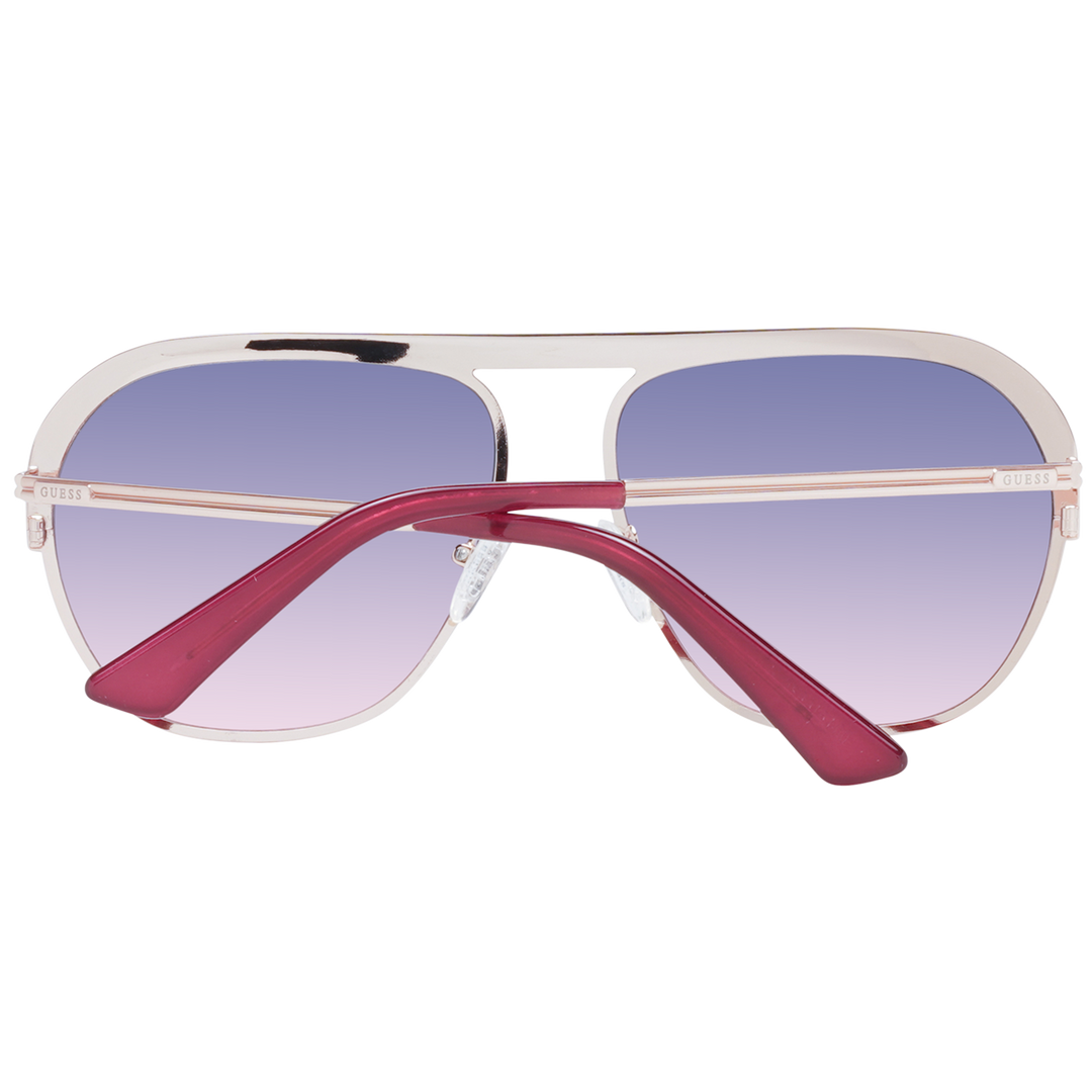 Pink metal aviator sunglasses with gradient blue-purple lenses and pink temple tips, double bridge visible