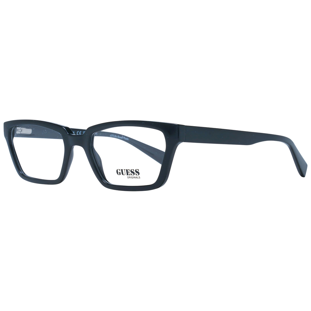 Guess Unisex black plastic full-rim rectangular eyeglasses shown front view on neutral background