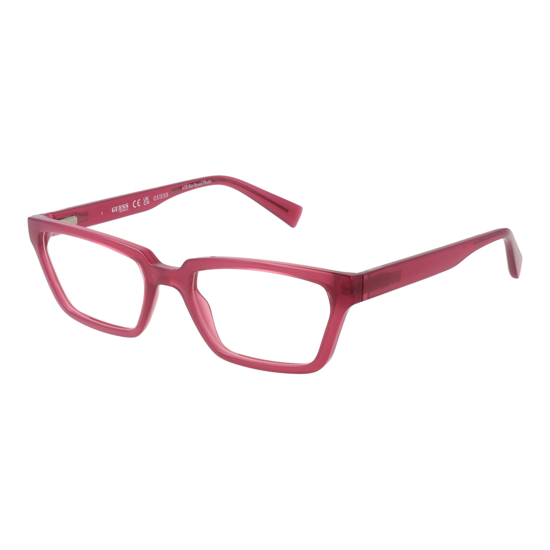 Pink full-rim rectangular eyeglasses for Women in plastic frame, modern clean lines, frontal view
