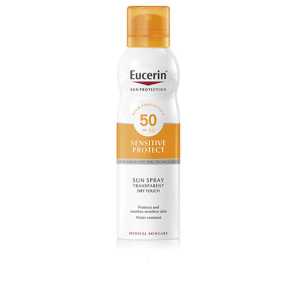 Transparent SPF50 dry-touch sun spray, 200 ml, multiposition nozzle
