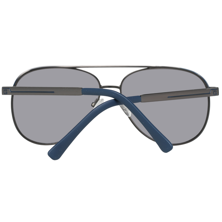 Unisex metal aviator sunglasses in blue-gray tones, double bridge, gradient lenses, adjustable nose pads