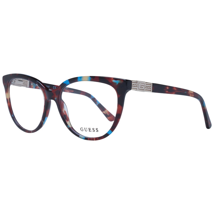 Tortoise cat-eye eyeglasses for Women with blue, red, beige accents and metallic G hinge