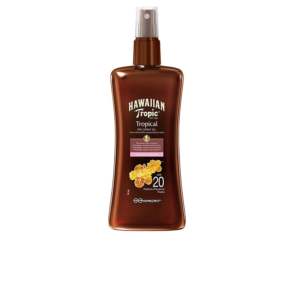 200 ml dry spray oil bottle — coconut and guava scent, SPF20, Unisex
