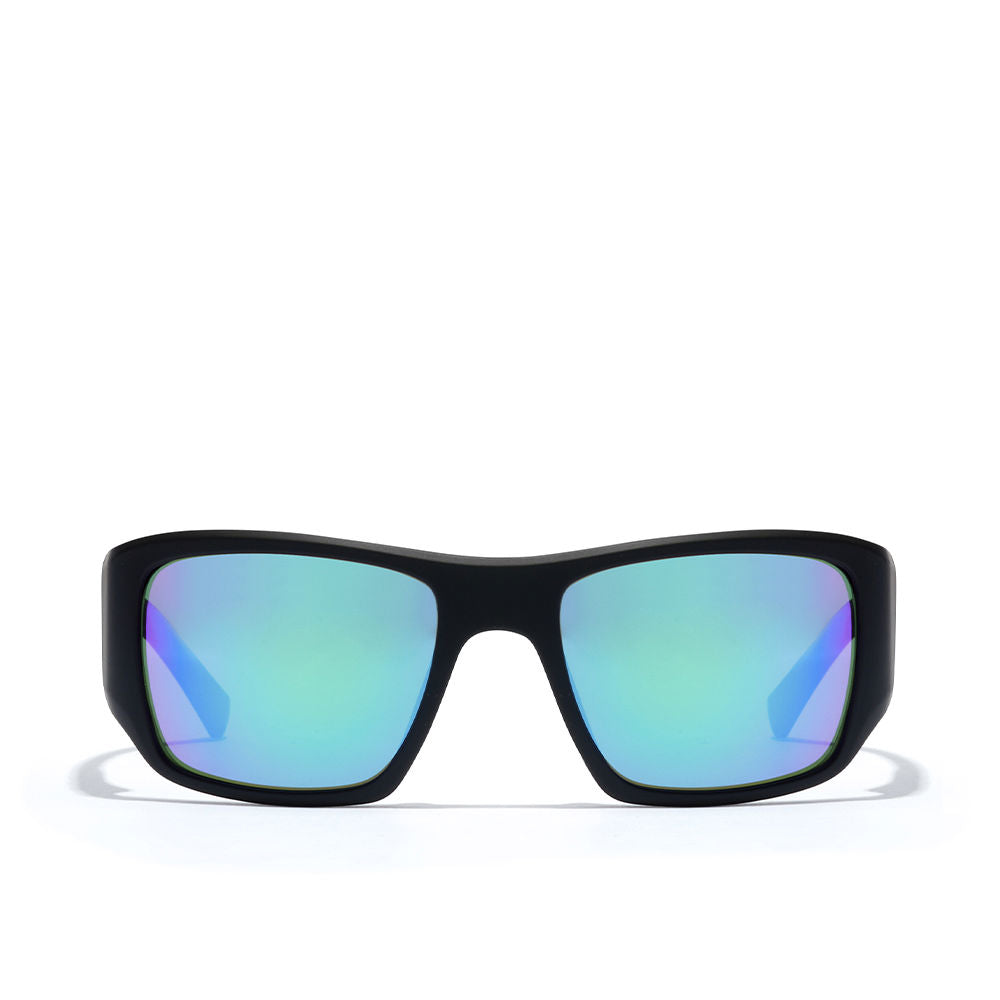 Unisex carbon black acid rectangular sunglasses with nylon frame, 56 mm lenses