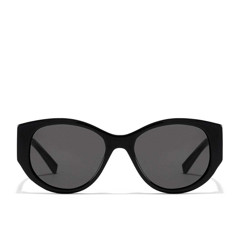 Unisex polished acetate sunglasses with clipped upper rims and triangular temples, brown Havana lenses