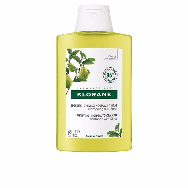200 ml translucent shampoo bottle with citrus label, light foam suggestion