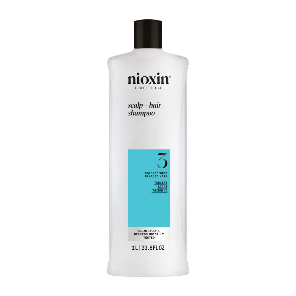 1,000 ml bottle of System 3 Hydrating Scalp Shampoo for coloured, dry hair