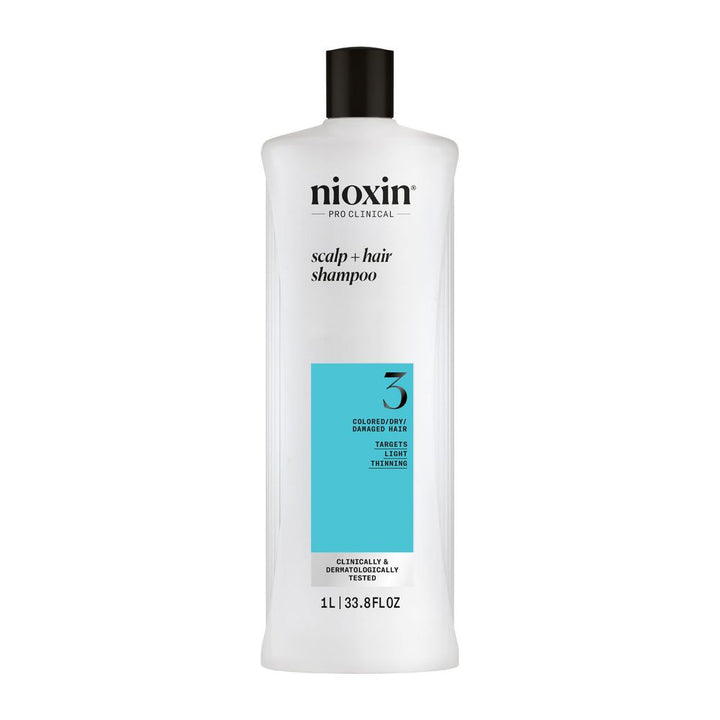 1,000 ml bottle of System 3 Hydrating Scalp Shampoo for coloured, dry hair