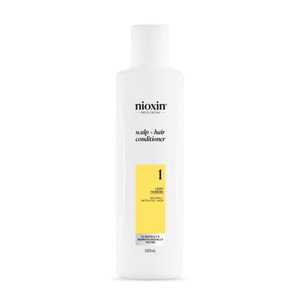Tube of scalp conditioner, 300 ml, mint-scented formula for thinning hair
