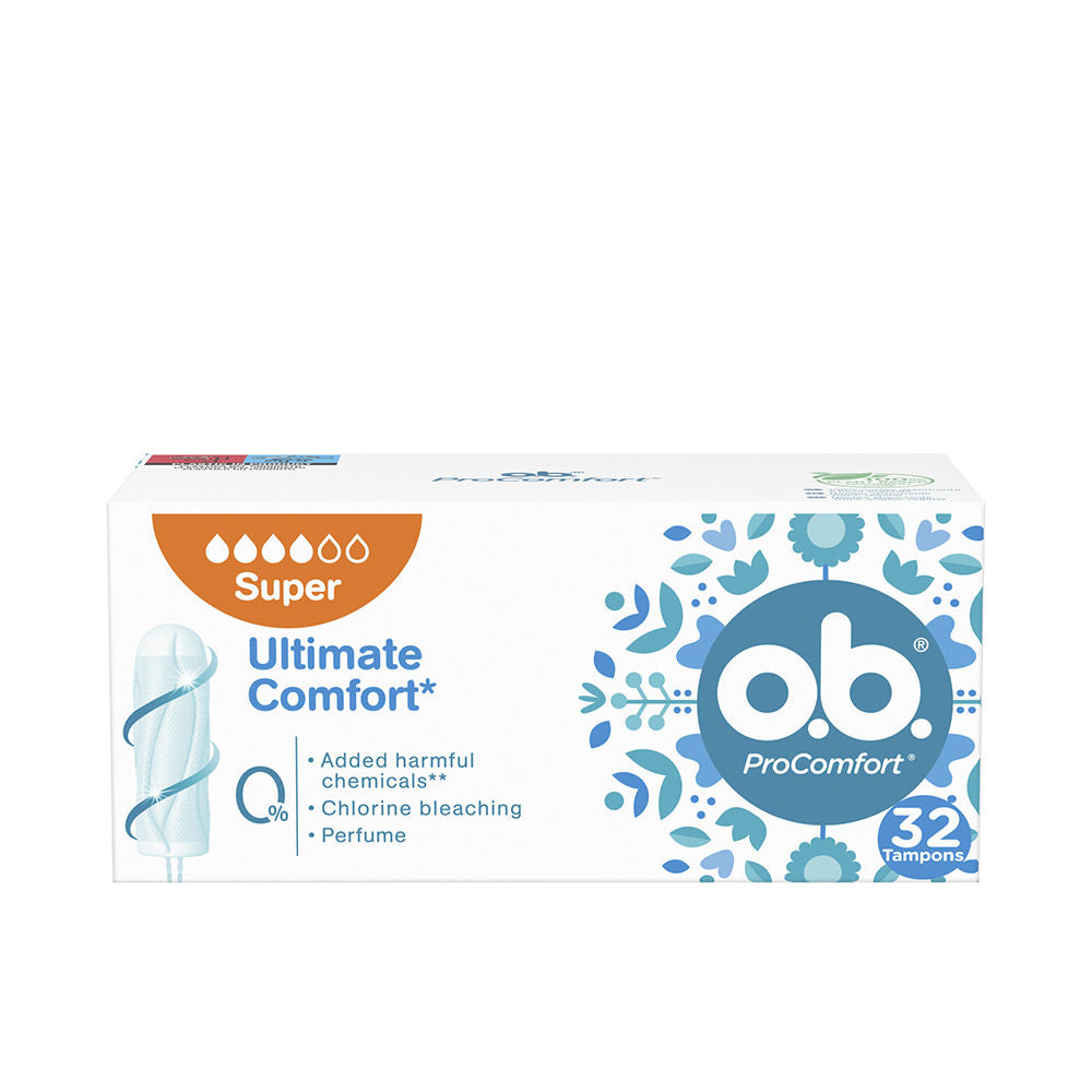 Box of 32 SilkTouch ProComfort Super tampons, SilkTouch cover, DynamicFit core