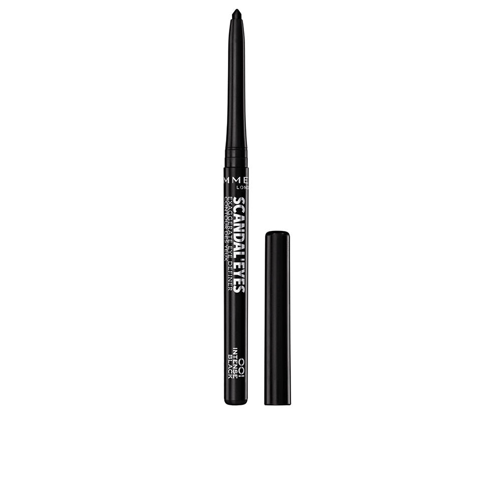 Slim blue retractable eye definer pencil with built-in smudger and sharpener