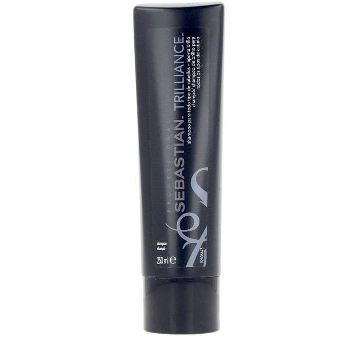 250 ml clear bottle of crystal-polish shine shampoo, salon-style label